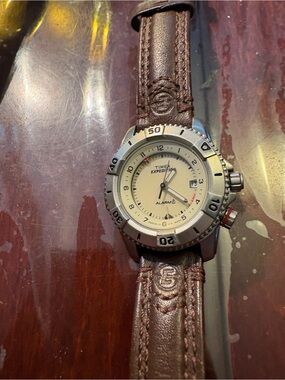 Timex Expedition Silver Case with Brown Leather Strap